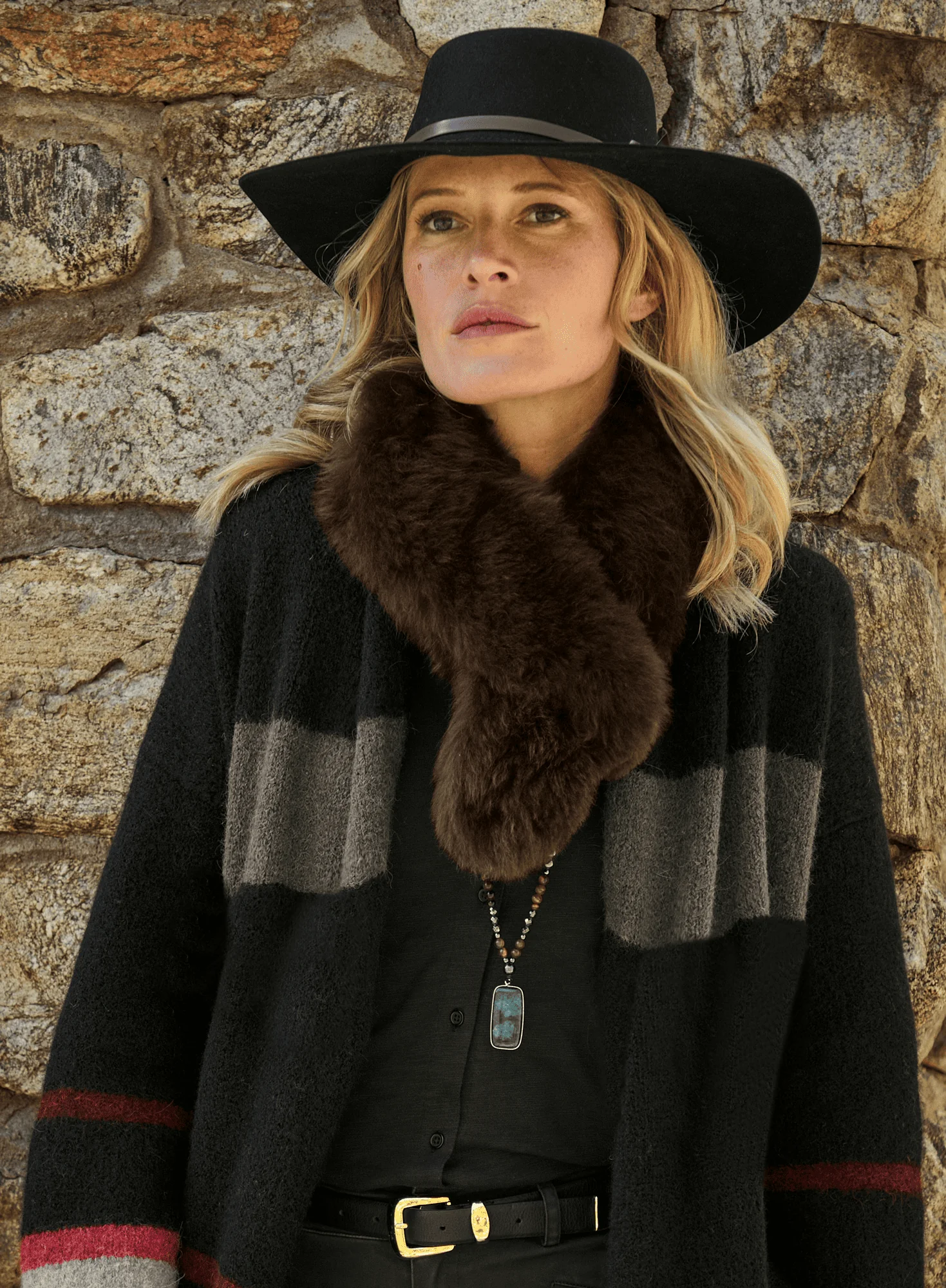 Alpaca Fur Pull-Through Scarf - Image 2