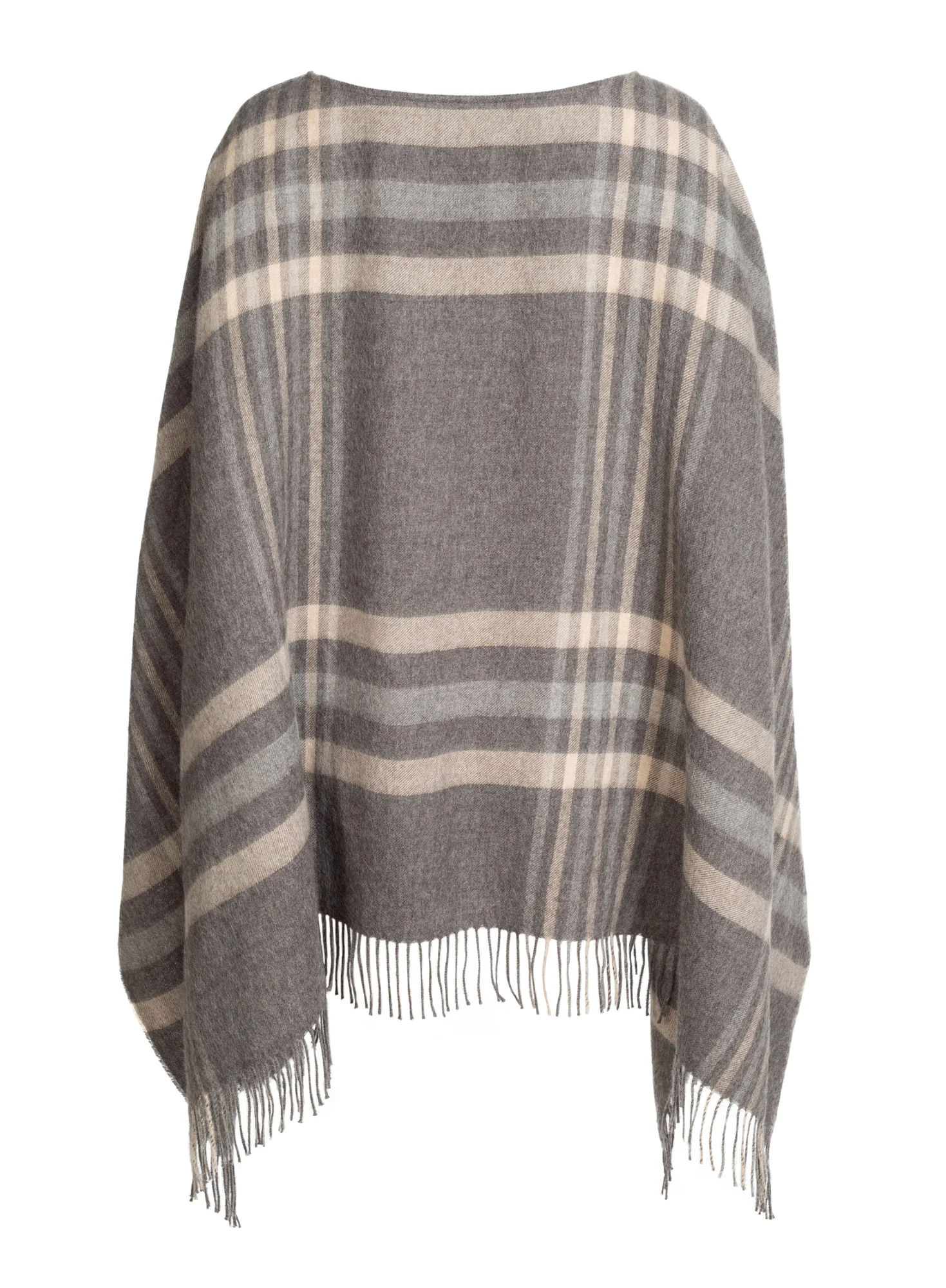 Grey Plaid Poncho - Image 3