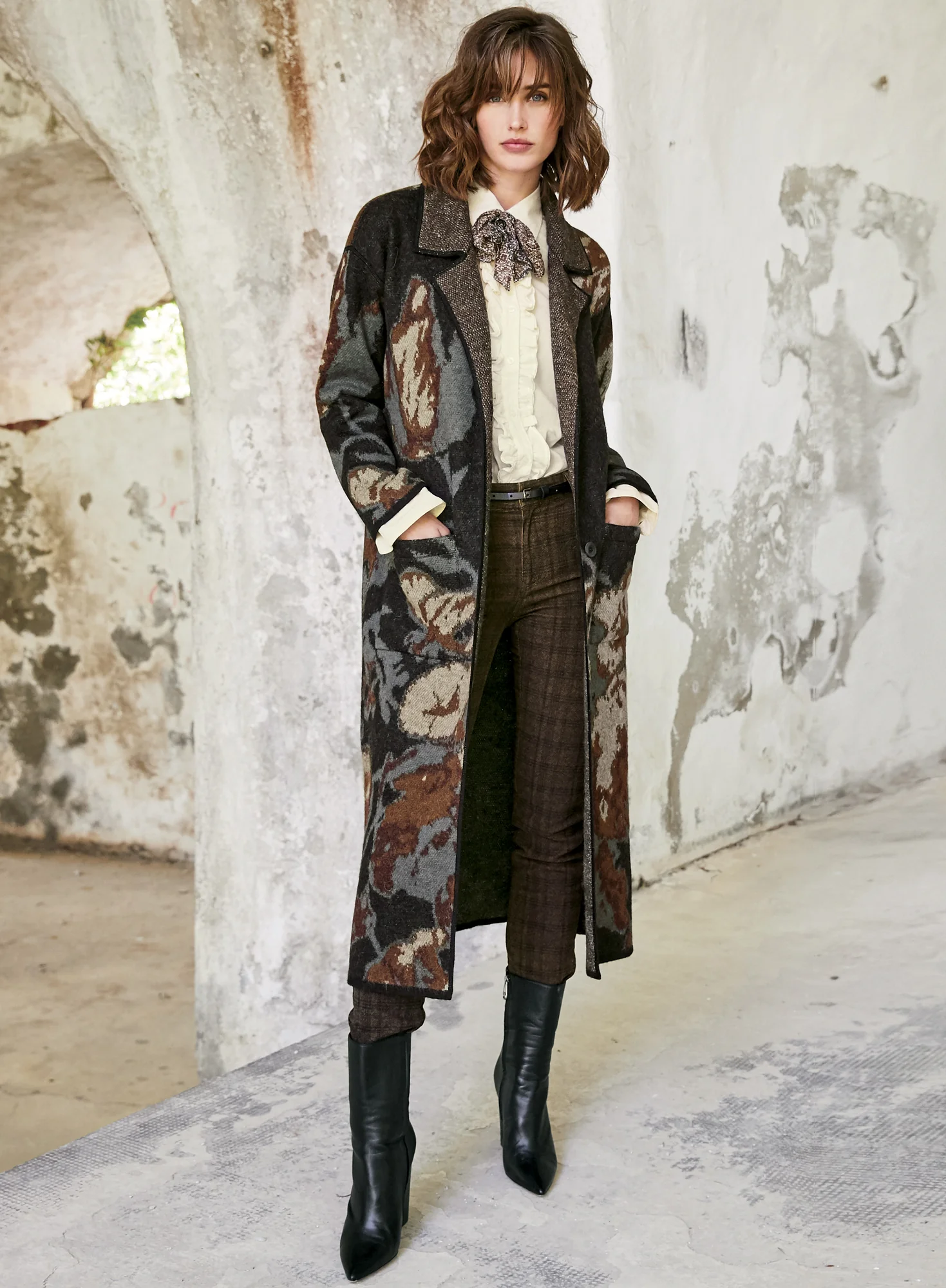 Tapestry Knit Coat